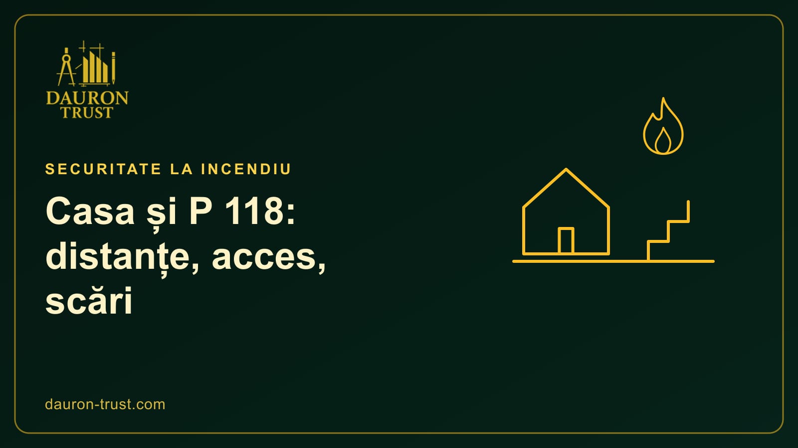 Casă cu scară și flacără, pentru P 118: distanțe, acces și scări