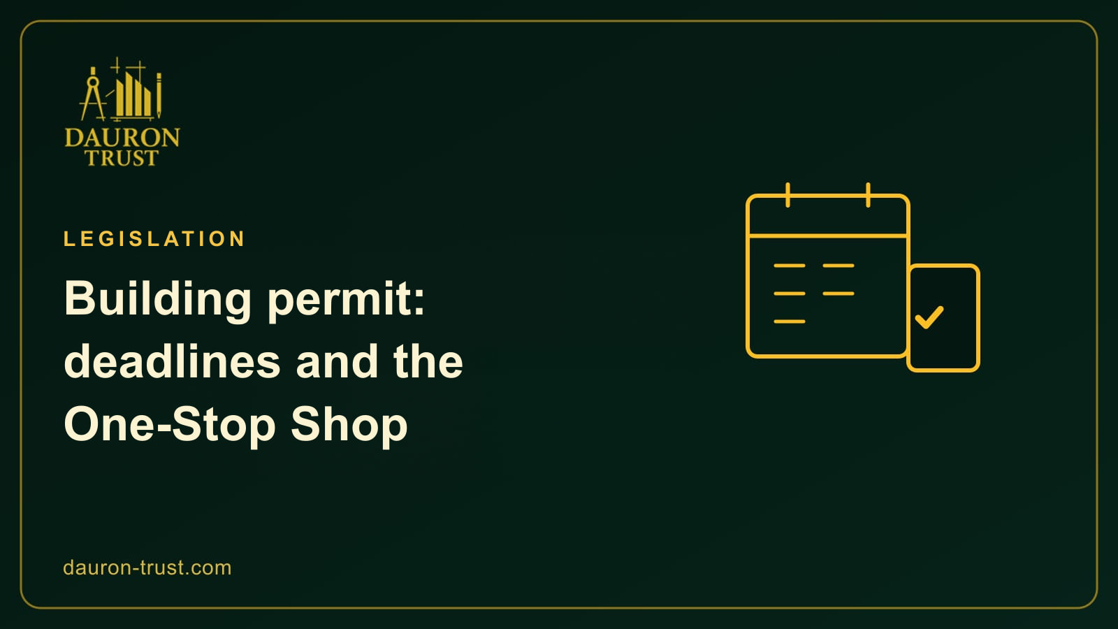 Calendar and counter with a tick, for building permit deadlines