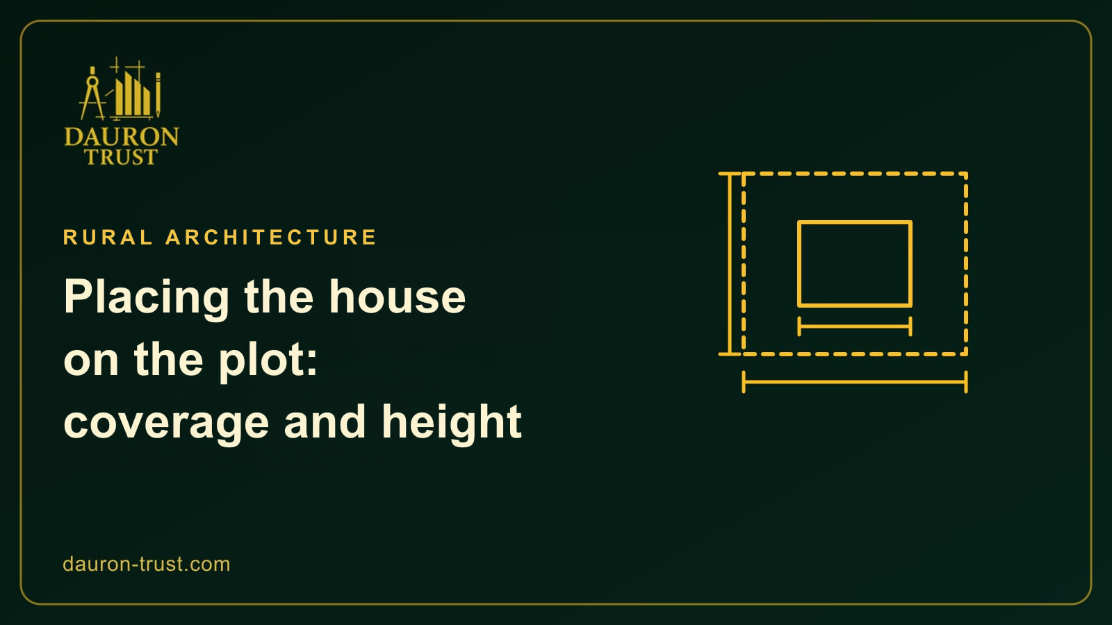 Plot plan with the house placed and dimensioned, for plot coverage and height limits